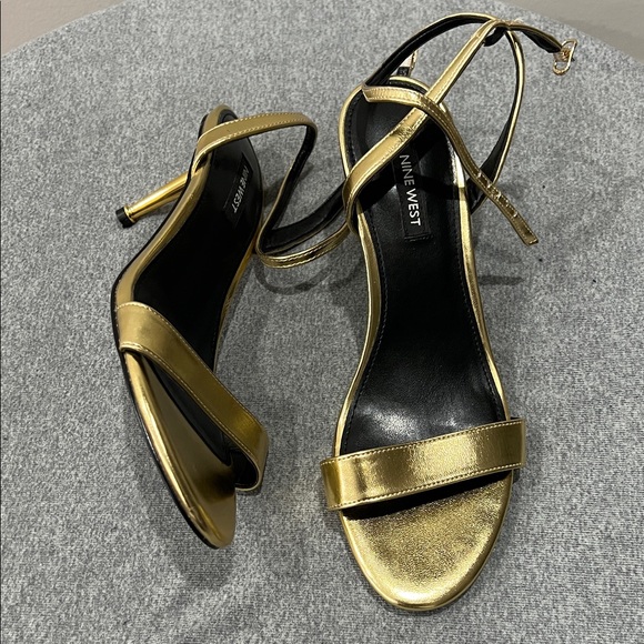 Nine West Shoes - Nine West Metallic Gold Strappy Heels